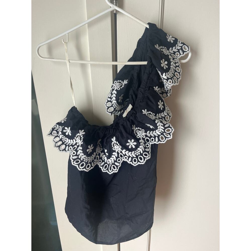 Kate Spade One Shoulder Floral Embroidery Top, Size L - Picture 5 of 8